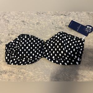 NWT Fantasie Swim 32D Black White Polka Dot Strapless Underwire Bikini Top